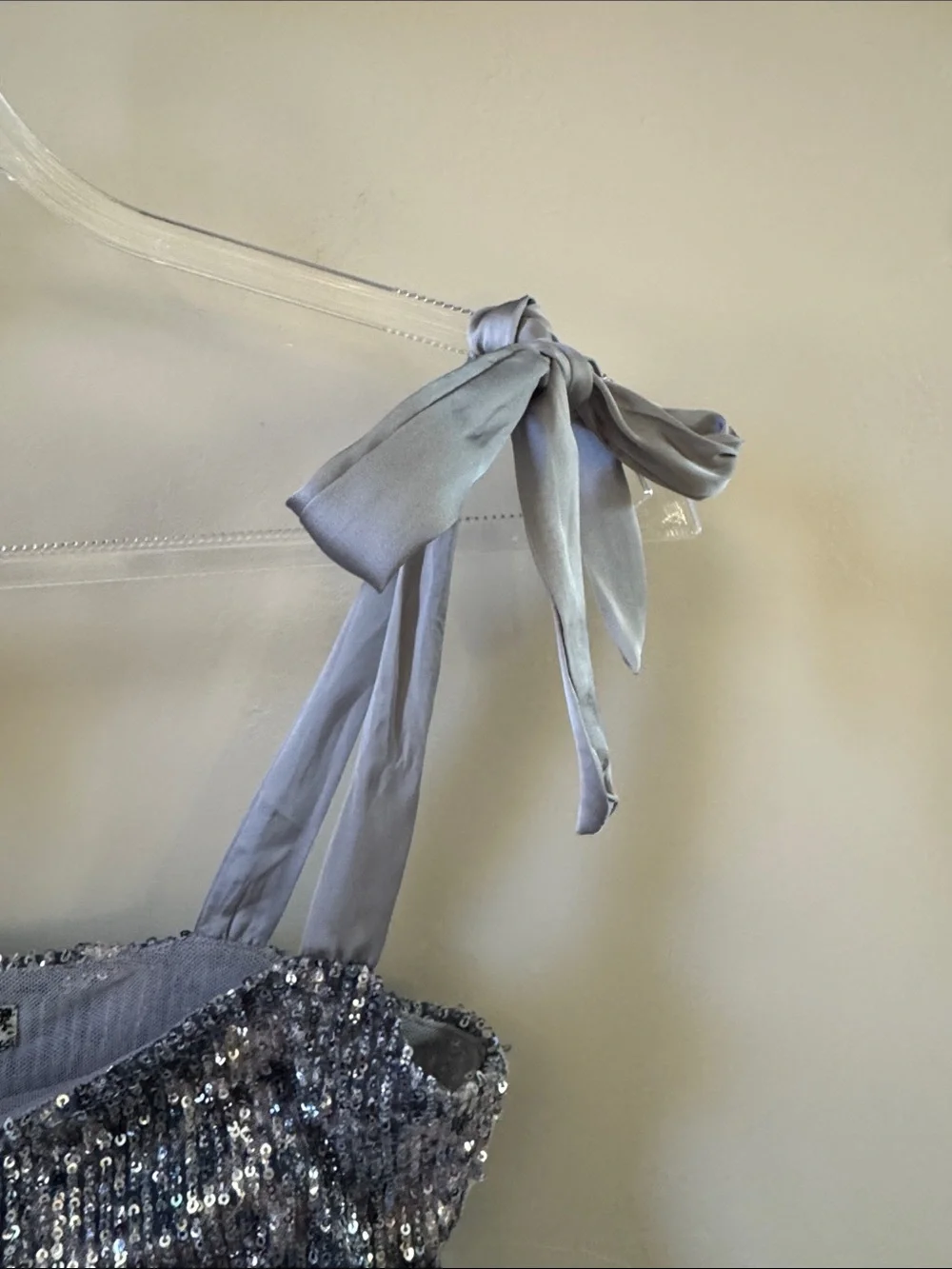 Free People Intimately Silver Sequin Tie-Strap Cami